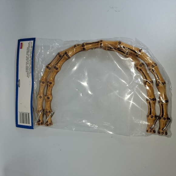 Darice Craft Faux Bamboo Purse Handles 2 Piece Vintage Handbag Macrame NOS - Picture 9 of 9